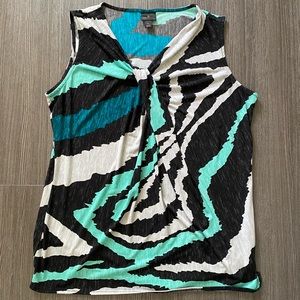 Worthington Teal, turquiose, black, grey Sleeveless Top L